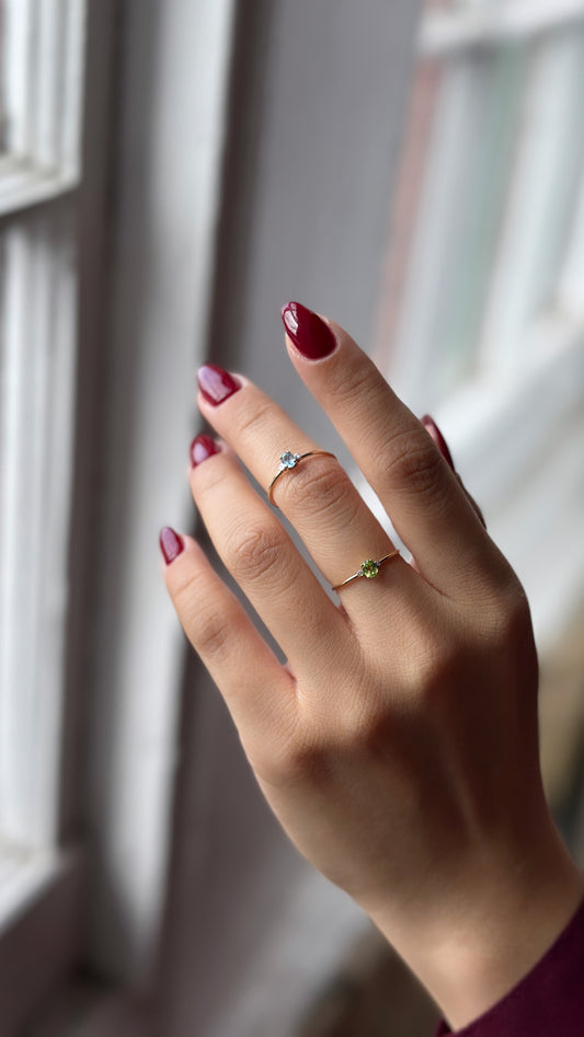 Gemstone ring (solid gold, shower safe)