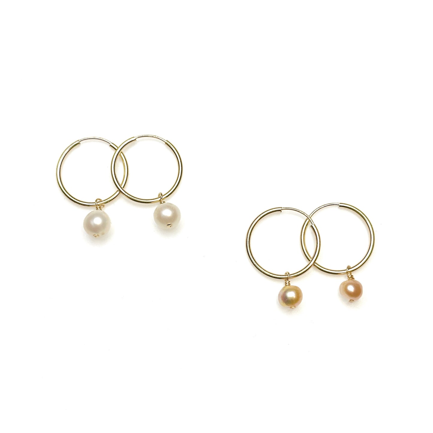 Minimalist pearl hoops (14K gold-filled or sterling silver)