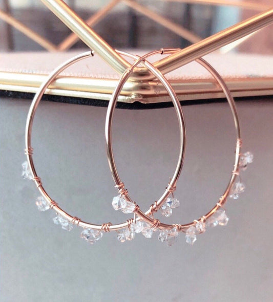 Herkimer diamond hoops (14kt gold-filled and sterling silver)