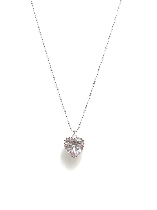 Sparkly heart necklace (sterling silver)